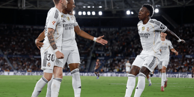 Real Madrid stay perfect as Mbappé braces and Mastantuono scores first goal